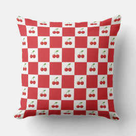 Cojín Decorativo Vintage Cherry Gingham: Coquette Cottagecore