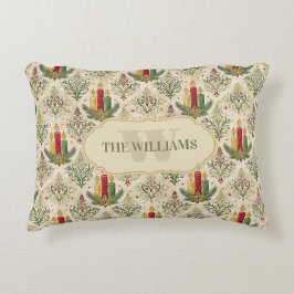 Cojín Decorativo Vintage Christmas Candles & Ornaments Monograma