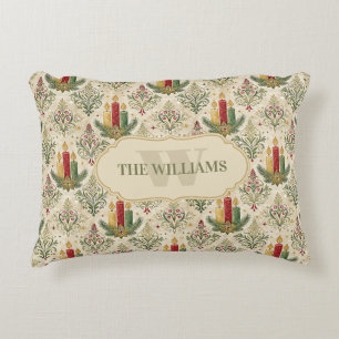 Cojín Decorativo Vintage Christmas Candles & Ornaments Monograma