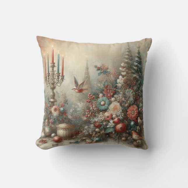 Cojín Decorativo Vintage Christmas Flowers (Anverso)