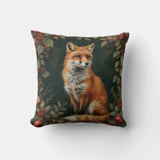 Cojín Decorativo Vintage Christmas Fox with Botanical Accent