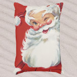 Cojín Decorativo Vintage Christmas, Jolly Winking Santa Claus<br><div class="desc">Diseño de vacaciones de Navidades de ilustracion de época con un feliz y alegre Santa Claus usando un gorra y guiñando el ojo como si tuviera un secreto. Ho,  ho,  ho,  ¡Feliz Navidad!</div>