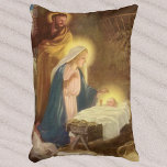Cojín Decorativo Vintage Christmas Nativity, Mary Joseph Baby Jesus<br><div class="desc">Vintage illustration religious Christmas holiday image featuring a classic nativity. A Christian religion family scene with Mary,  Joseph and the infant Jesus Christ in the Manger in Bethlehem. Artist: Hy Hintermeister.</div>