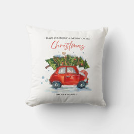 Cojín Decorativo Vintage Christmas Red Car & Tree