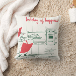 Cojín Decorativo Vintage Christmas, Santa Claus Chef y Turquía