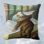 Cojín Decorativo Vintage Christmas, Santa Claus Naughty Nice List<br><div class="desc">Diseño de las vacaciones de ilustracion Vintage Feliz Navidad con una página del libro Santa Claus y Sus Obras. Publicado por McLoughlin Brothers en 1889. La historia nos cuenta del trabajo de Santa haciendo juguetes para todos los niños y chicas buenos del mundo. Esta imagen de la era victoriana muestra...</div>