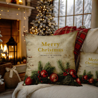 Cojín Decorativo Vintage Christmas Throw Pillow | Red & Green