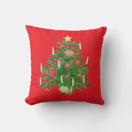 Cojín Decorativo Vintage Christmas Tree with a Star Vivid Red