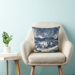 Cojín Decorativo Vintage Christmas, Winter Mountain Landscape<br><div class="desc">Ilustracion de época Victorian Era Merry diseño navideño con un paisaje nevado de invierno. Árboles y montañas cubiertas de nieve con un pueblo a lo lejos al amanecer. ¡Felices fiestas y saludos de temporada!</div>