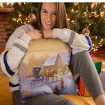 Cojín Decorativo Vintage Christmas Winter Scene Pillow<br><div class="desc">Vintage Navidad Invierno Pillow. Añadir texto si lo desea. Ideal para una cabaña de campo.</div>