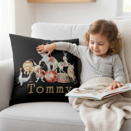 Cojín Decorativo Vintage Circus Animals Watercolor Boys Room Decor 