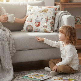 Cojín Decorativo Vintage Circus Performers Red Green Pattern Throw 