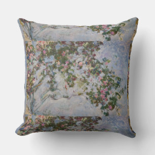 Cojín Decorativo Vintage Claude Monet El Rosa Bush