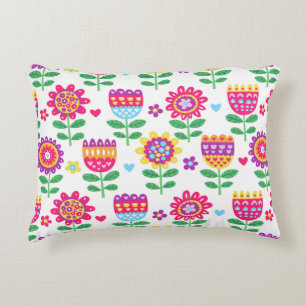 Cojín Decorativo vintage colorido sin costura con fl alegre