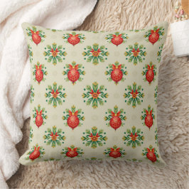 Cojín Decorativo Vintage Cream Christmas Square Throw Pillow - Red 