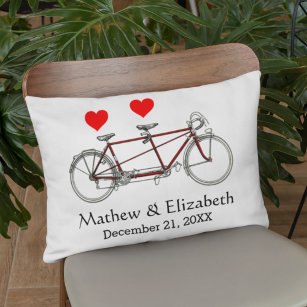 Cojín Decorativo Vintage Cute Tandem Bicycle Custom Wedding