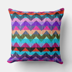Cojín Decorativo Vintage de Chevron colorido de cuero #2