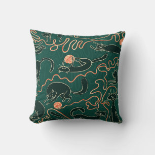 Cojín Decorativo Vintage de gatos: Patrón sin soldadura de garabato