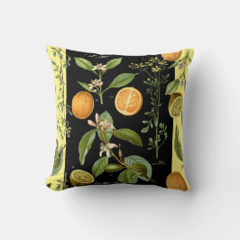 Cojín Decorativo Vintage de naranjas y leones con acento amarillo