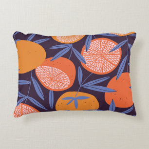 Cojín Decorativo Vintage de pomelo, patrón de fruta tropical.