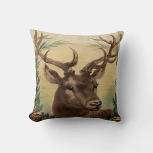 Cojín Decorativo Vintage Deer Buck Stag Nature Navidades Rústicos