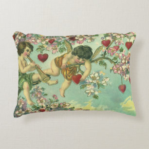 Cojín Decorativo Vintage Día de San Valentín Victoriano Cupids Hear