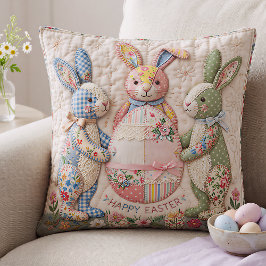Cojín Decorativo Vintage Easter Bunny Quilted Style Print
