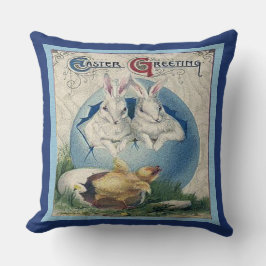 Cojín Decorativo Vintage Easter White Rabbits and Baby Chick, ZSSG