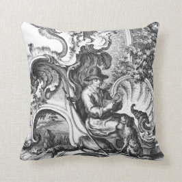 Cojín Decorativo Vintage elegante Toile blanco y negro francés