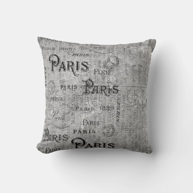 Cojín Decorativo Vintage Ephemera Paris (Anverso)