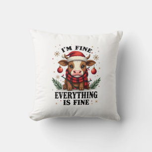 Cojín Decorativo Vintage Estoy Bien Todo Está Bien Vaca Highland Ch