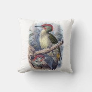 Cojín Decorativo Vintage European Green Woodpecker Bird Pillow