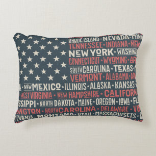 Cojín Decorativo Vintage Faded American Flag State nombra palabras 