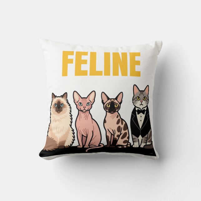 Cojín Decorativo Vintage Feline Breeds (Anverso)