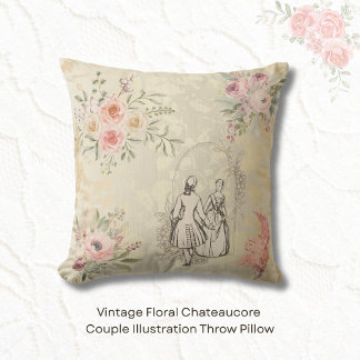 Cojín Decorativo Vintage Floral Chateaucore Couple Illustration