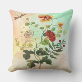 Cojín Decorativo Vintage Floral Ilustracion Botánico Flores Arte