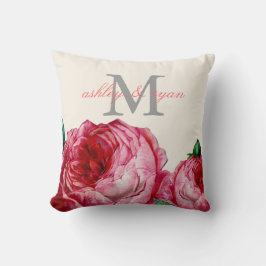 COJÍN DECORATIVO VINTAGE FLORAL ROSA MONOGRAM PILLOW