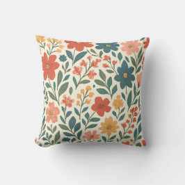 Cojín Decorativo Vintage Floral Throw Pillow – Botanical Wildflower