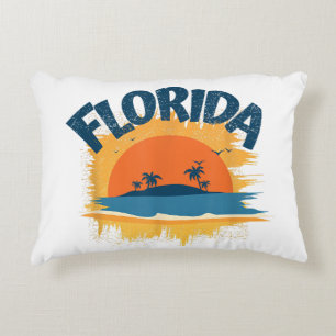 Cojín Decorativo Vintage Florida Retro Tee Design Sunshine