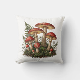 Cojín Decorativo Vintage Fly Agaric Mushroom Illustration