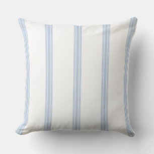 Cojín Decorativo Vintage Francés Patrón de franja de puntas azul bl