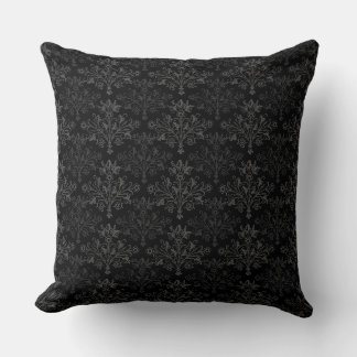 Cojín Decorativo Vintage Gray on Black Damask Floral Pattern