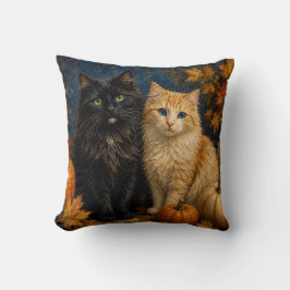 Cojín Decorativo Vintage Halloween Black Cat & Orange Cat