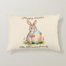 Cojín Decorativo Vintage Happy Easter Bunny with Egg Family 