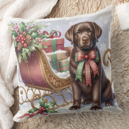 Cojín Decorativo Vintage Labrador Dog Holiday Sleigh Cuppy