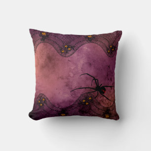 Cojín Decorativo Vintage Lace Purple Halloween Black Widder Spider