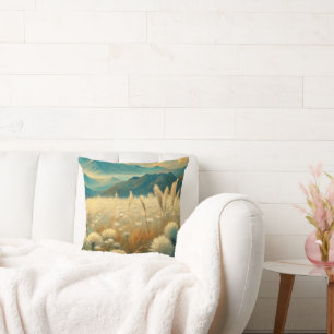 Cojín Decorativo Vintage Landscape Mountains Wildflowers
