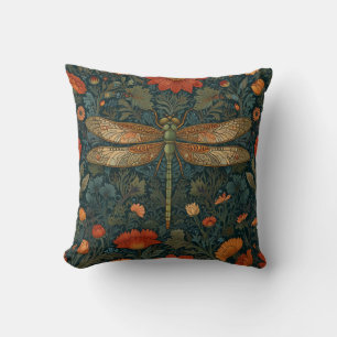 Cojín Decorativo Vintage libélula naranja vegetación floral moda bo