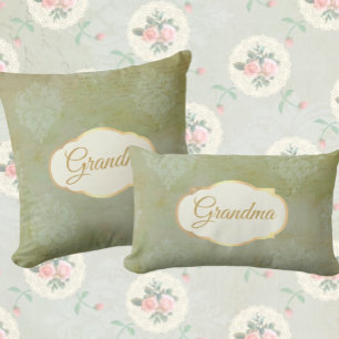 Cojín Decorativo Vintage Look Personalizado Faded Green Damask