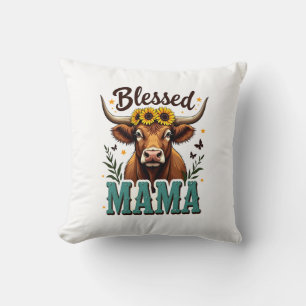 Cojín Decorativo Vintage Mama Afortunada Vaca Highland Girasol West